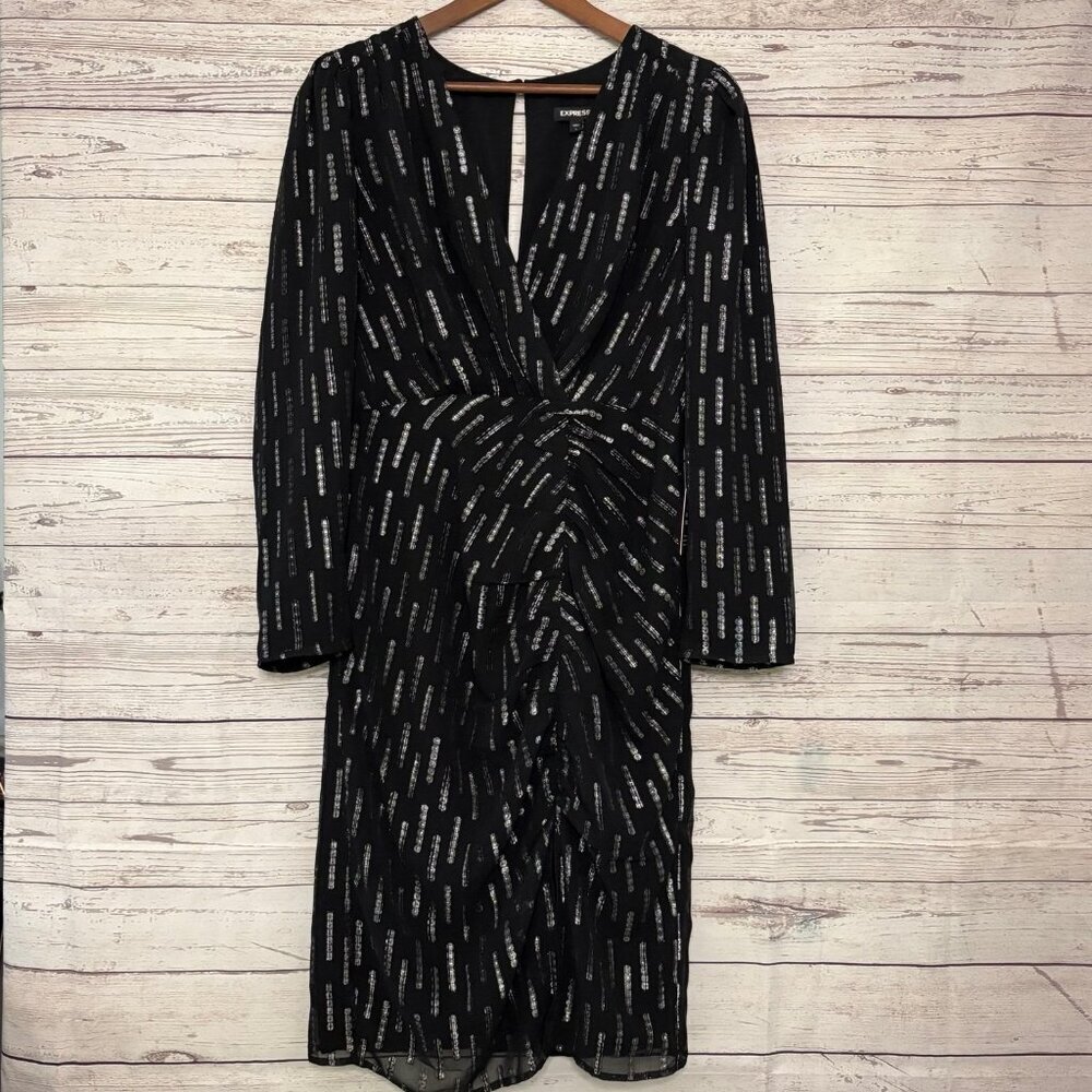 NWT Express Long Sleeve Black Cocktail Dress Large